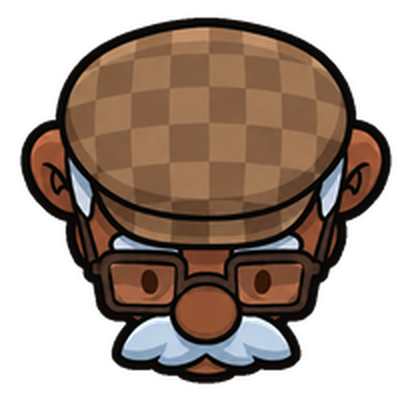 Otis, a checked flat cap and a white moustache
